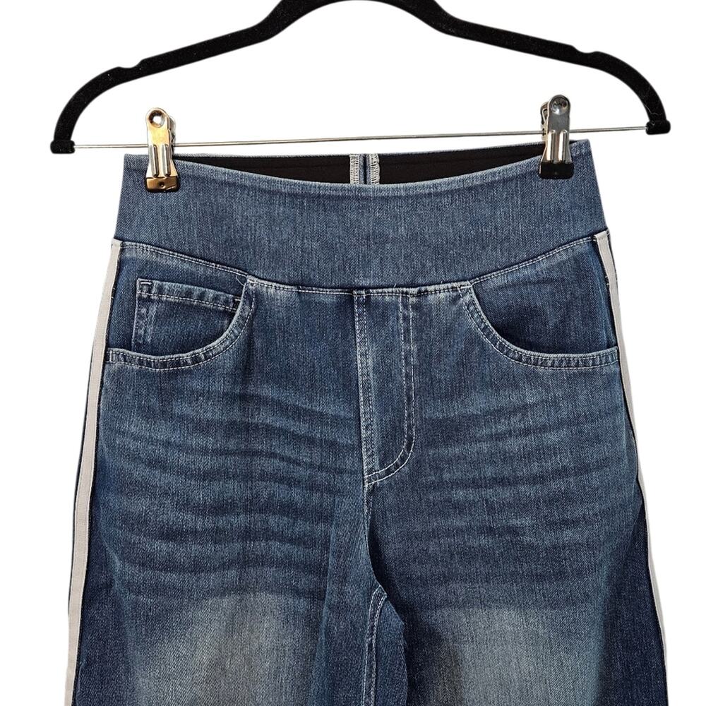 NWT Halara Flex High Waisted Stripe Wide Leg Flowy Washed Casual Jeans Size MR - Picture 4 of 8